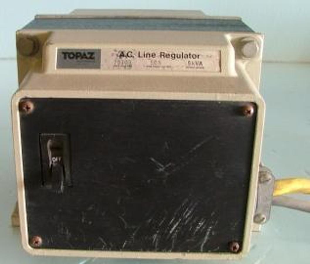Used TOPAZ ELECTRONICS: AC LINE REGULATOR P/N 75105 MAX INPUT CURRENT 50A OUTPUT POWER 5 KW