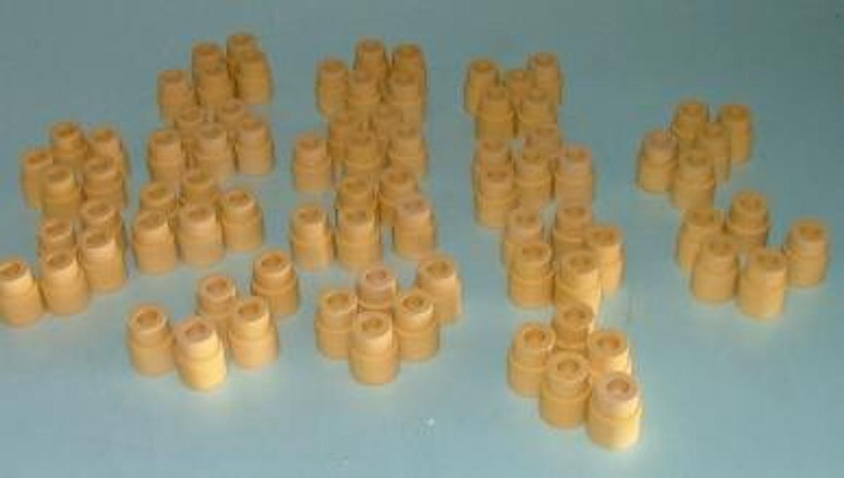 Used QTY. 80. ALDRICH CAT: Z10145-1 SEPTA WHITE RUBBER FOR S.T. 24/40 JOINTS AND REAGENT BOTTLES.