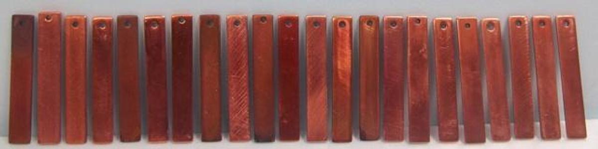 Used LPG POLISHED COPPER CORROSION TEST STRIPS 3" X ½" X 1/16".