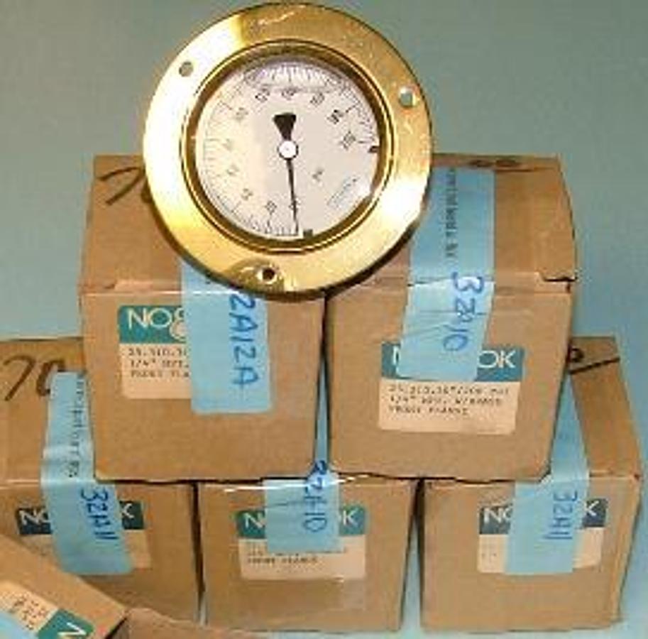 Used QTY. 5. NOSHOK PANEL MOUNT GAUGES -30-200 PSI IN Hg