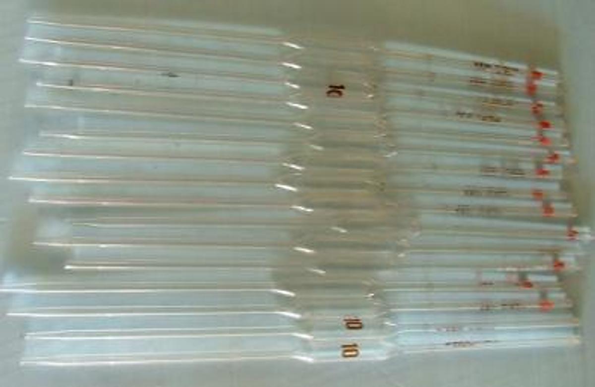Used QTY. 14. GLASS PIPETTES 10ML