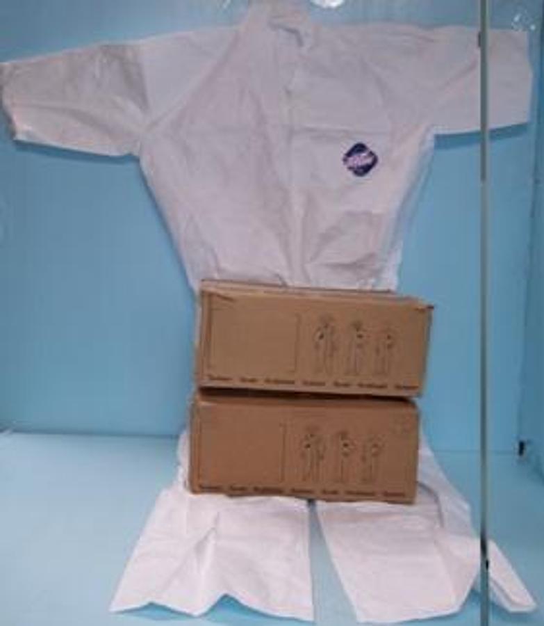 Used QTY. 44. DUPONT TYVEK PROSHIELD TYCHEM STANDARD COVERALL XL PT# 002500 LOT# MN0045841.