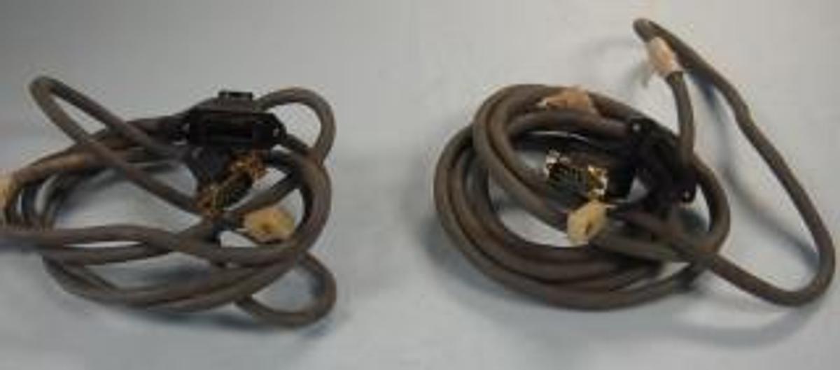 Used QTY. 2. ITT CANNON EQUIPMENT CABLE AMP HM TRW8537 DEM9P 9 PIN MALE X 14 PIN FEMALE ONE HAS A 3 PIN FEMALE A CONNECTOR ATTACHED THE SIDE HAS 3 PIN FEMALE CONNECTOR B ATTACHED.