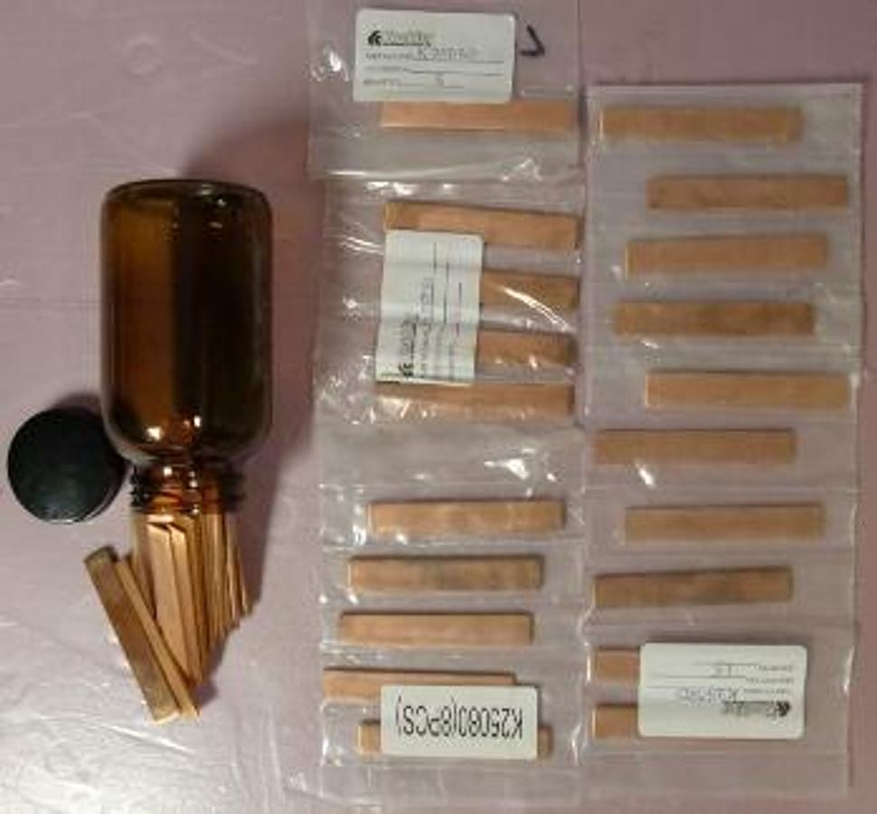 Used KOEHLER INSTRUMENT K-25080 NEW COPPER STRIPS FOR COPPER CORROSION TEST PART NUMBER K25080. 20 IN ORIGINAL PACKAGING 12 IN JAR.