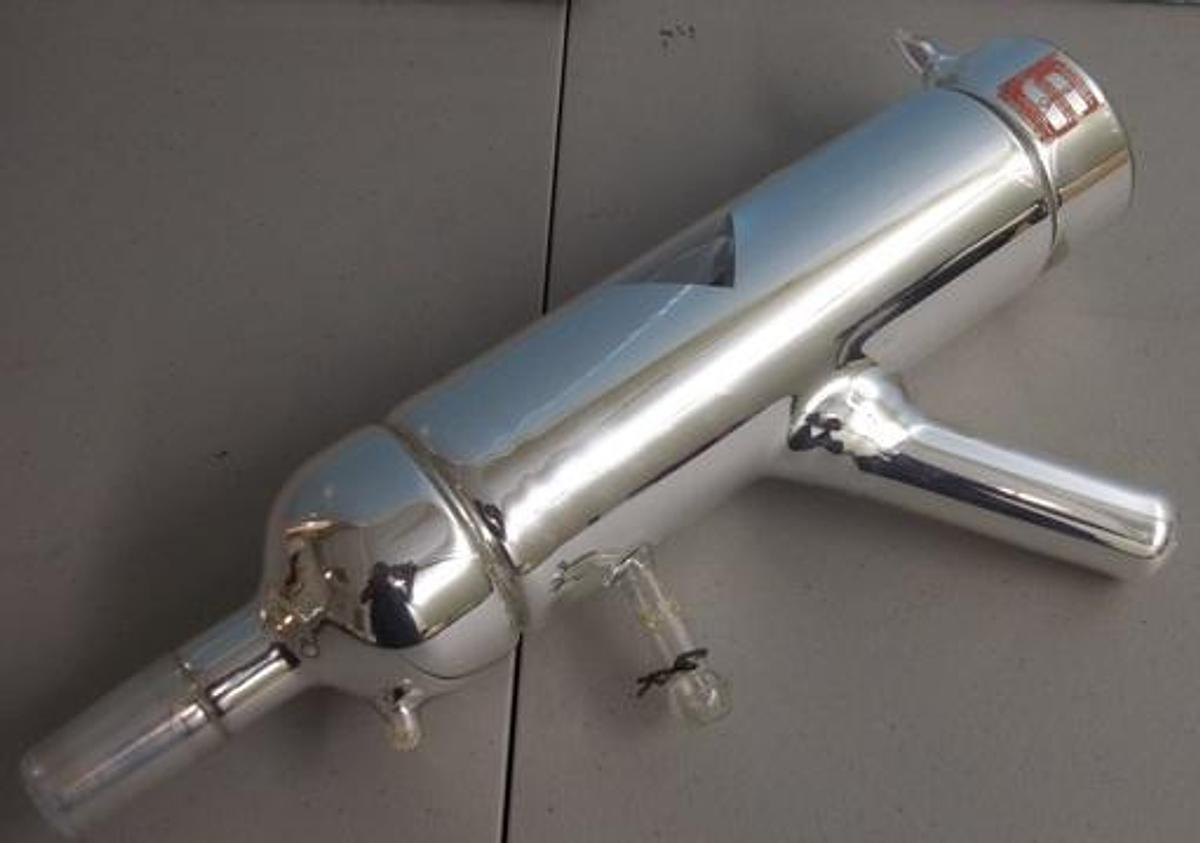 Used SGI SILVERED VACUUM GLASS DISTILLATION HEAD COLUMN FEED ADAPTER 10/30 THERMOMETER WELL