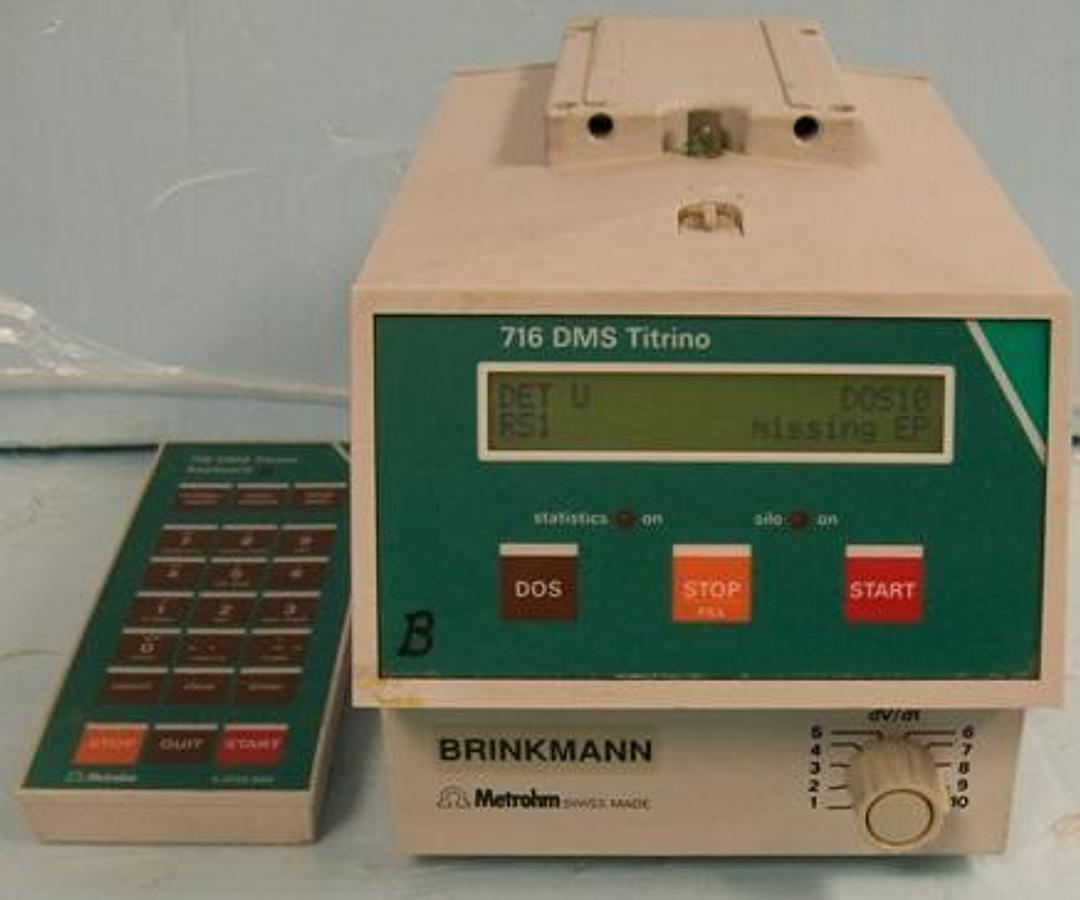 Used METROHM 716 DMS TITRINO DOSIMAT WITH METROHM 716 DMS TITRINO KEYPAD. 50/60HZ 10020 1061189 15 VA.