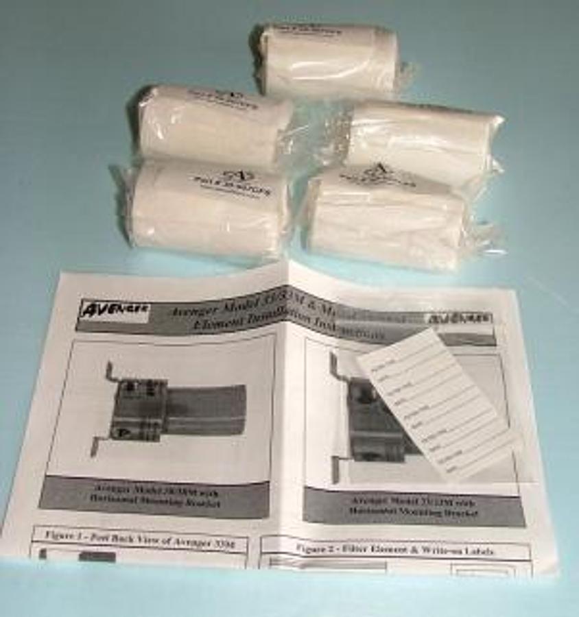 Used AVENGER PART NO. 30-507CFS FILTER ELEMENTS FOR,MODEL 33/33M AND MODEL 38/38M A+ CORPORATION LLC WITH ELEMENT INSTALLATION INSTRUCTIONS.