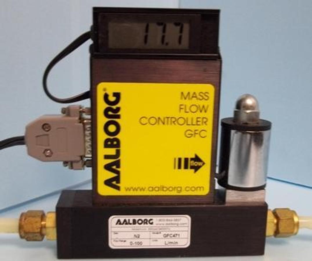 Used AALBORG MASS FLOW CONTROLLER GFC. MAX. PSI: 500