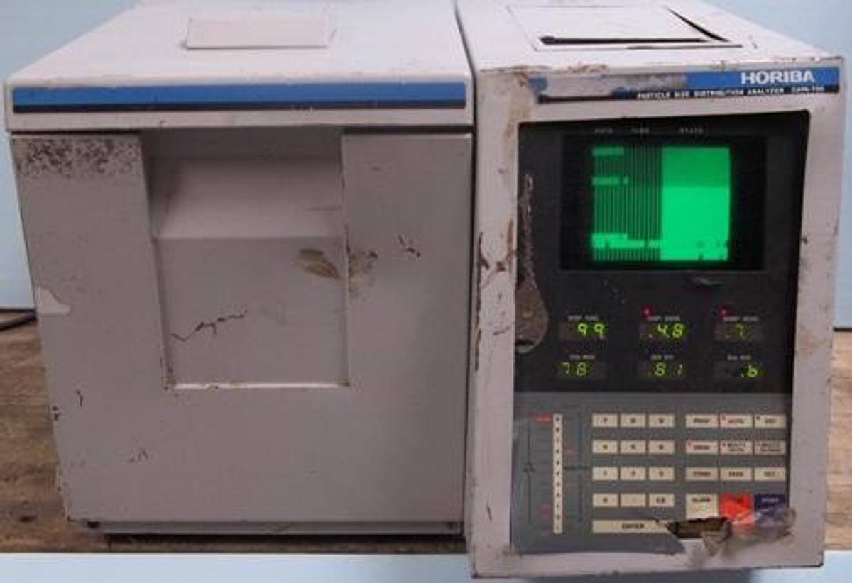 Used QTY. 1. HORIBA PARTICLE SIZE DISTRIBUTION ANALYZER CAPA-700 MODEL CAPA-700 MFG. NO. 5700704401G POWER 120V 800VA 50/60HZ DATE 1994 POWERS ON BUT SCREEN WONKEY for PARTS OR REPAIR ONLY ( PRINTER REMOVED ).