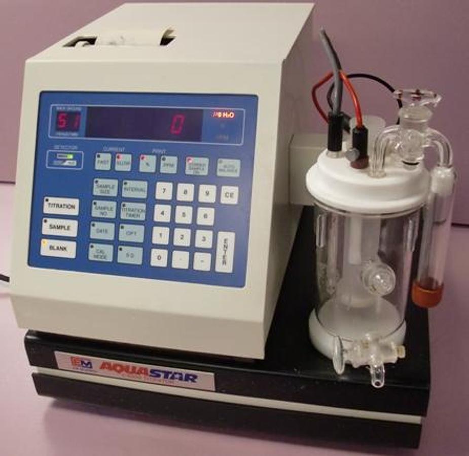 Used QTY. 1. EM SCIENCE AQUASTAR C1000 COULMETRIC KARL FISHER MOISTURE METER TITRATOR. TYPE: AQ-5
