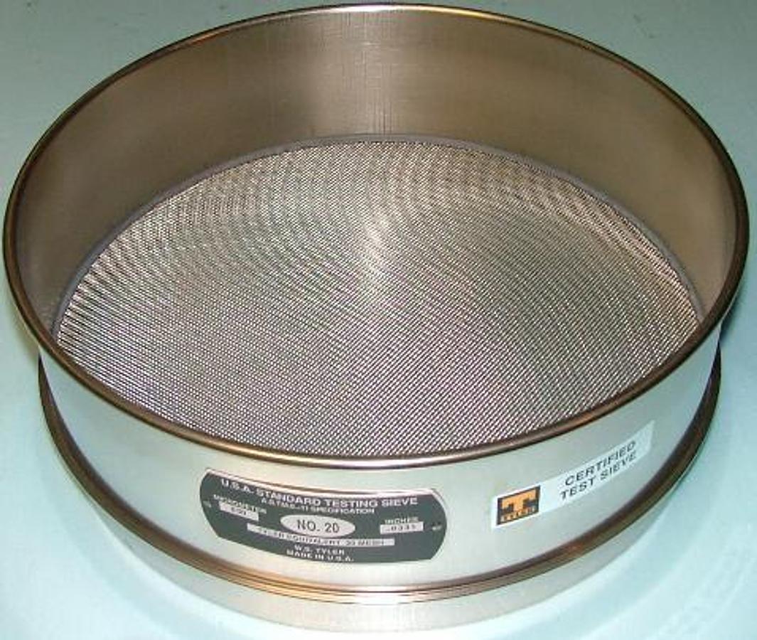 Used W.S. TYLER U.S.A. STANDARD TESTING SIEVE A.S.T.M.E.-II SPECIFICATION MICROMETER 850 NO.20