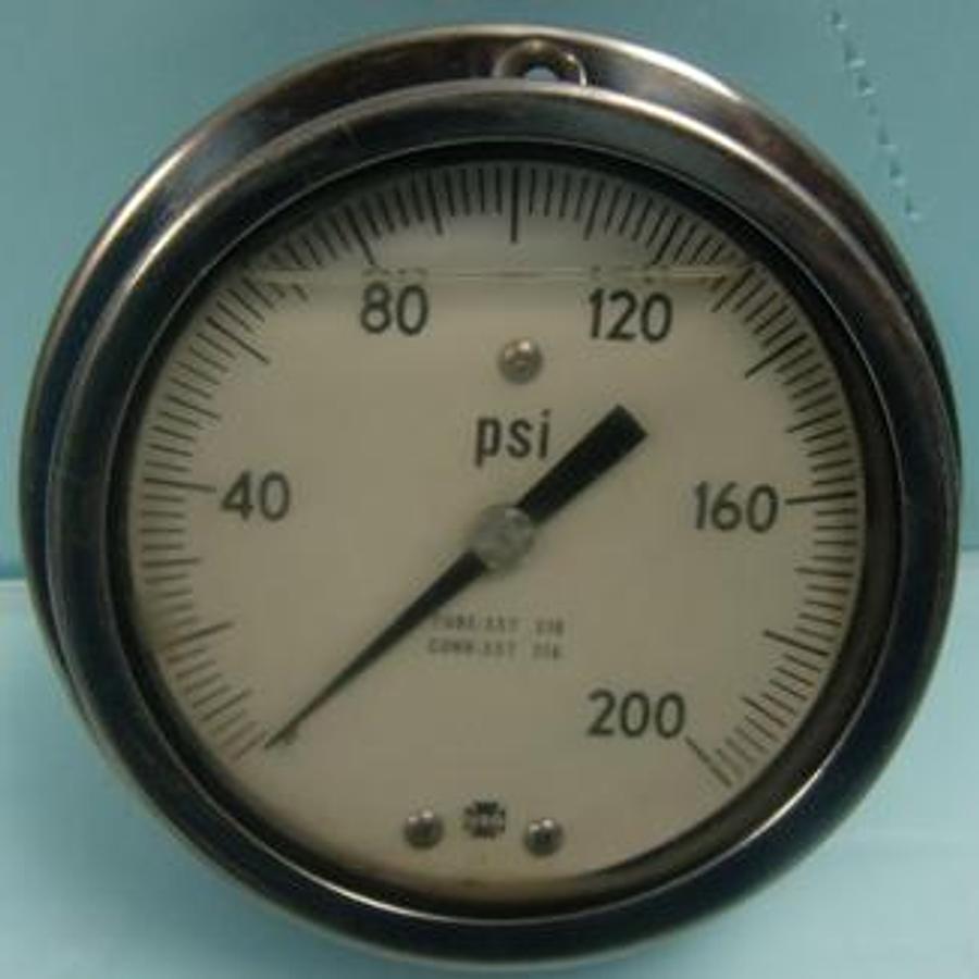 Used QTY. 1. USG 90% GLYCERIN FILLED TUBE-SST 316 CONN.-SST 316 GAUGE READING 0-200 PSI.