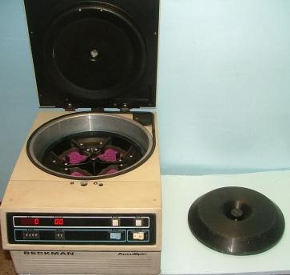 Used QTY. 1. BECKMAN ACCUSPIN CENTRIFUGE A6 120V 10A MODEL CAT NO. 344700 SER. 1460. ).