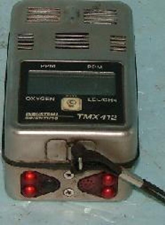 Used INDUSTRIAL SCIENTIFIC TMX 412 PERMISSIBLE METHANE OXYGEN TOXIC GAS DETECTOR. .