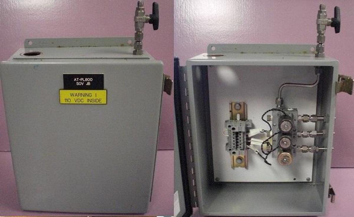 Used AA APPLIED AUTOMATION OPTICHROM VALVE BOX WITH HUFFMAN ENCLOSURE CAT. NO. A-1210CHOR