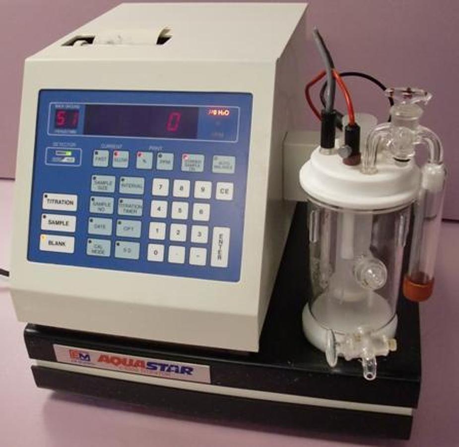 Used EM SCIENCE AQUASTAR C1000 COULMETRIC KARL FISHER MOISTURE METER TITRATOR. TYPE: AQ-5