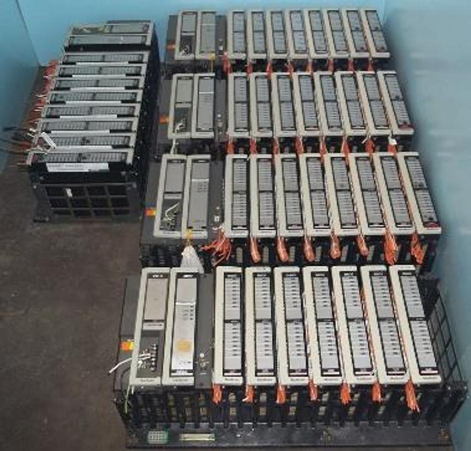 Used QTY. 5. MODICON 800 SERIES PROGRAMMABLE CONTROL RACKS: RACK 1= MODEL: AS-H827-103