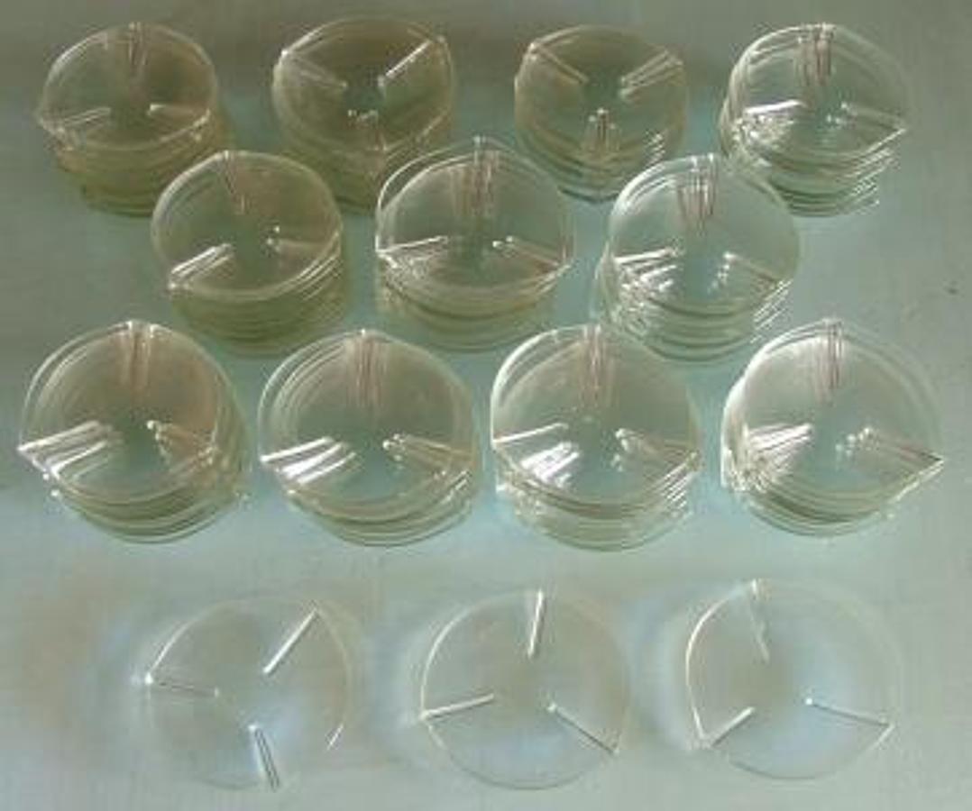 Used QTY. 113. PYREX: WATCH GLASSES WITH SUPPORT RIDGES 3" DIA