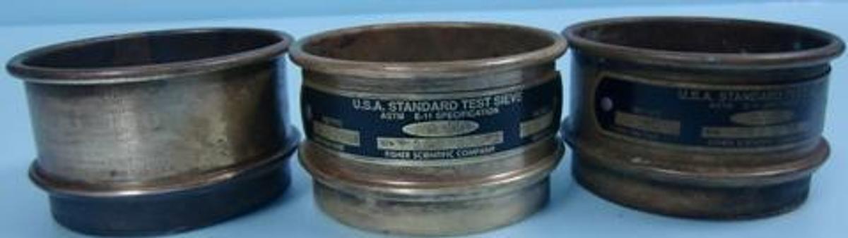 Used FISHER SCIENTIFIC COMPANY U.S.A. STANDARD 3" TEST SIEVE ASTM E-11 SPECIFICATION NO. 100 METRIC 150 UM INCHES 0.0059