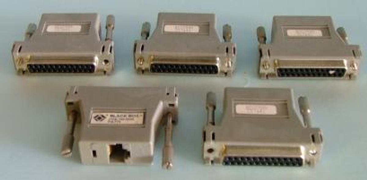 Used QTY. 5. BECKMAN ADAPTERS 25 PIN TO RJ-11 257641 "BLACK BOX" FA771.
