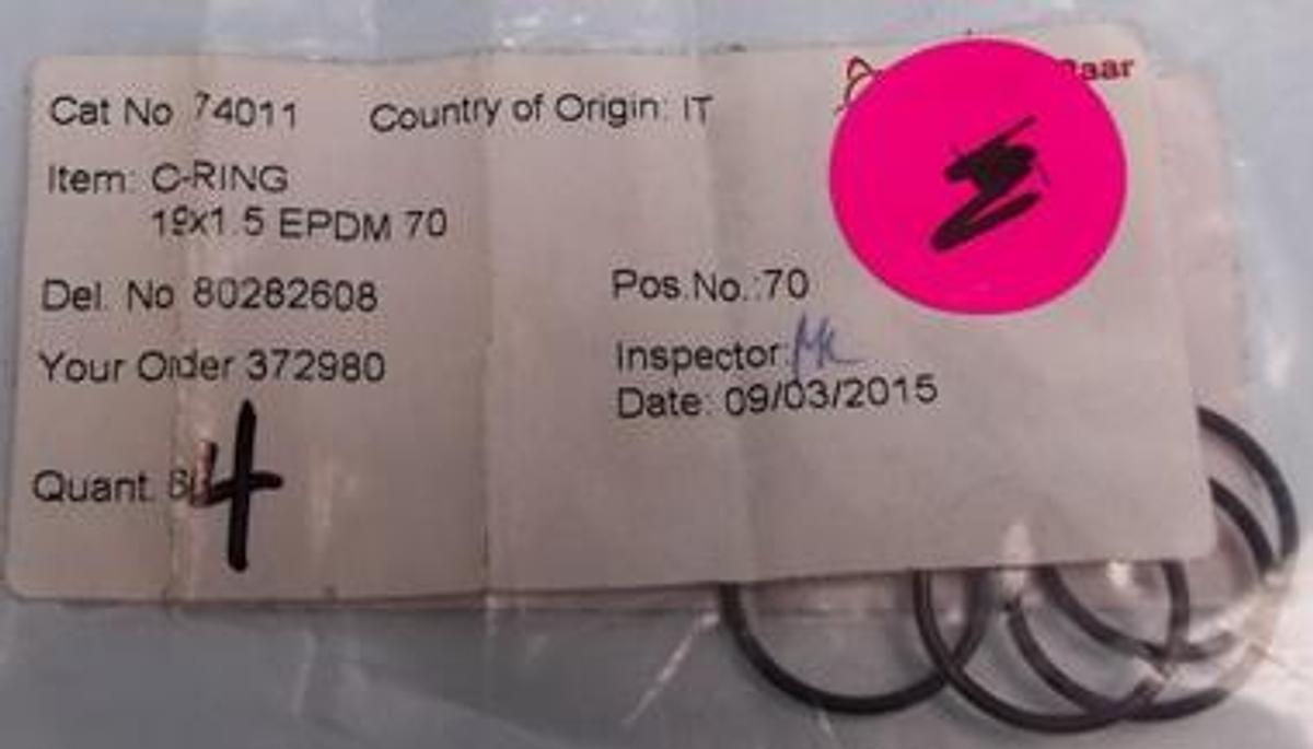 Used QTY. 4. ANTON PAAR O-RINGS 19 X 1.5 EPDM 70