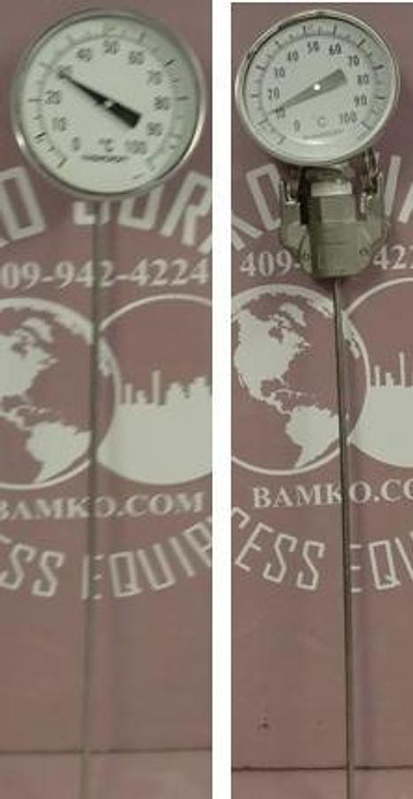 Used BIMETAL ROUND GAUGE STEMMED THERMOMETERS: 1) ASHCROFT CELCIUS THERMOMETER 0-100 DEGREES MODEL: 10PI-D