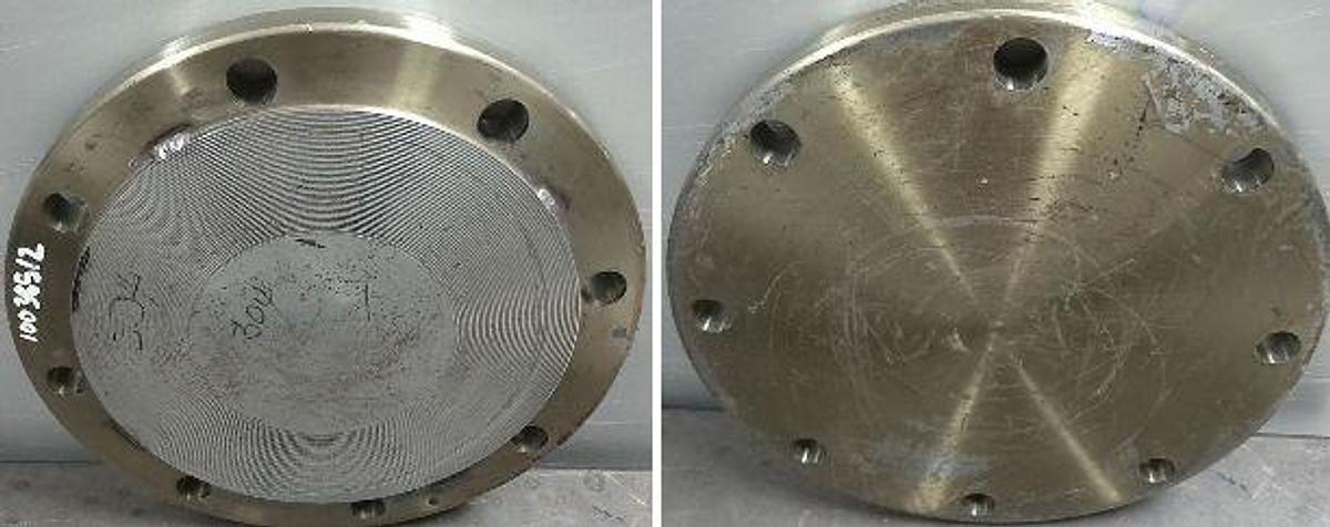 Used BF 8" 150 A105 BLIND FLANGE WITH 304 STAINLESS RAISED FACE B16 304 SS