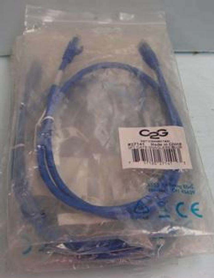 Used C2G ETHERNET CABLE 3" CAT6 SNAGLESS BLUE NO: 27141