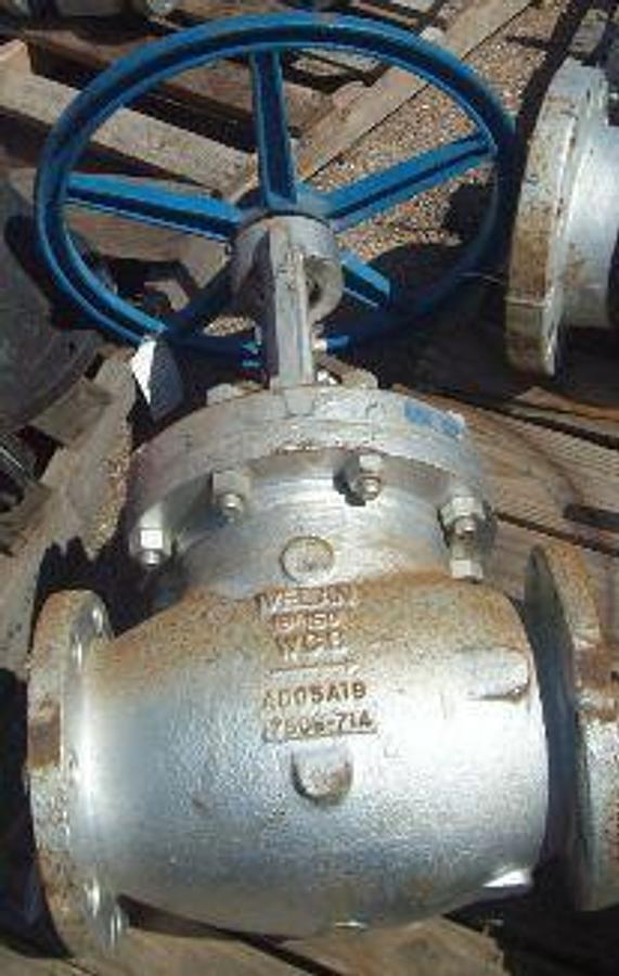 Used VELAN 8" 150 FLANGED RAISED FACE GLOBE VALVE WCB (WELD ABLE CARBON STEEL). 8-150 WBC AD05SA19 7506-714.