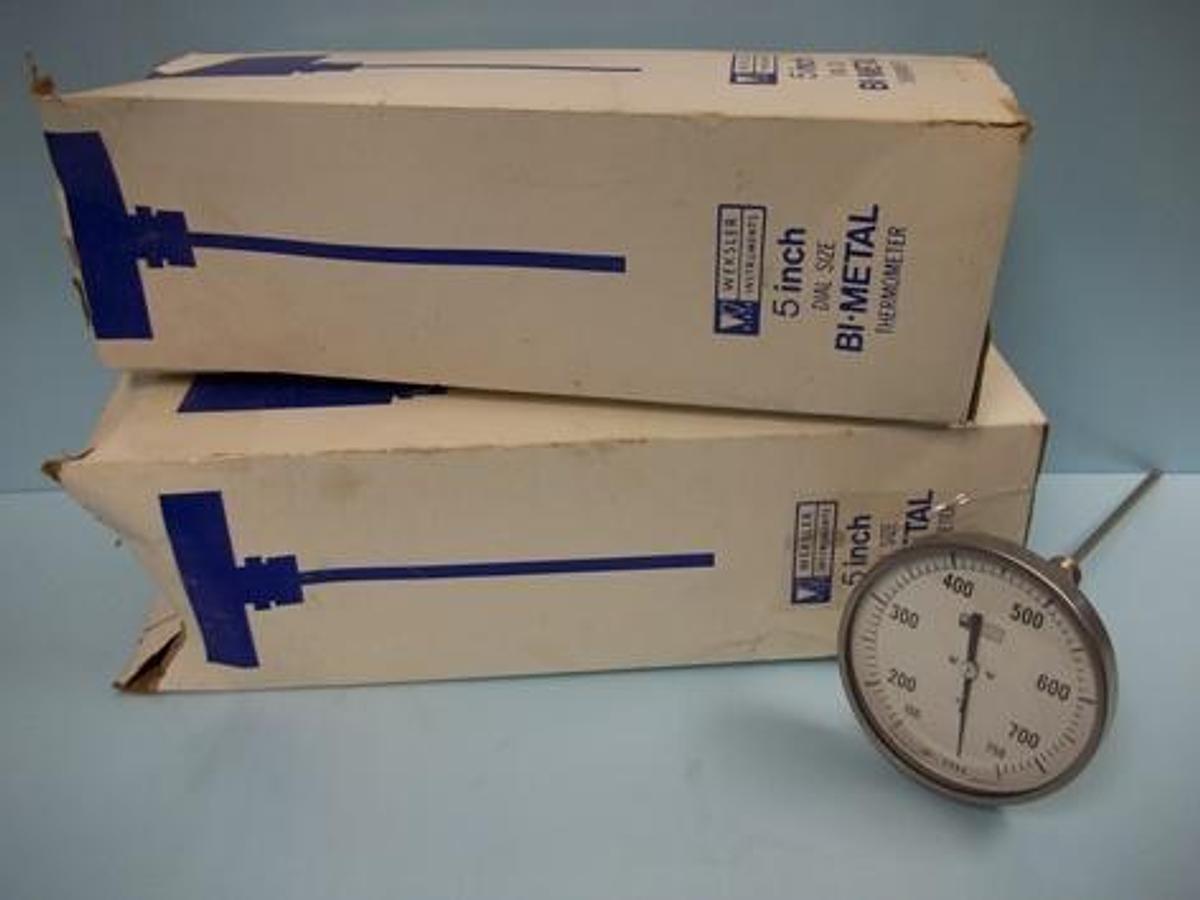 Used WEKLER INSTRUMENTS 5" DIAL BI METAL THERMOMETERS TYPE: AF09