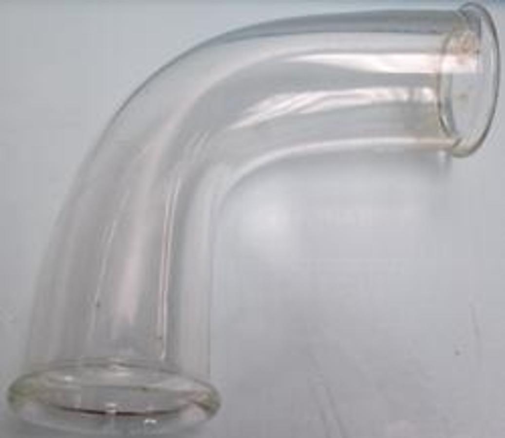 Used PYREX GLASS 1 ½" 90 DEG. GLASS DRAIN PIPE BEADED ENDS.