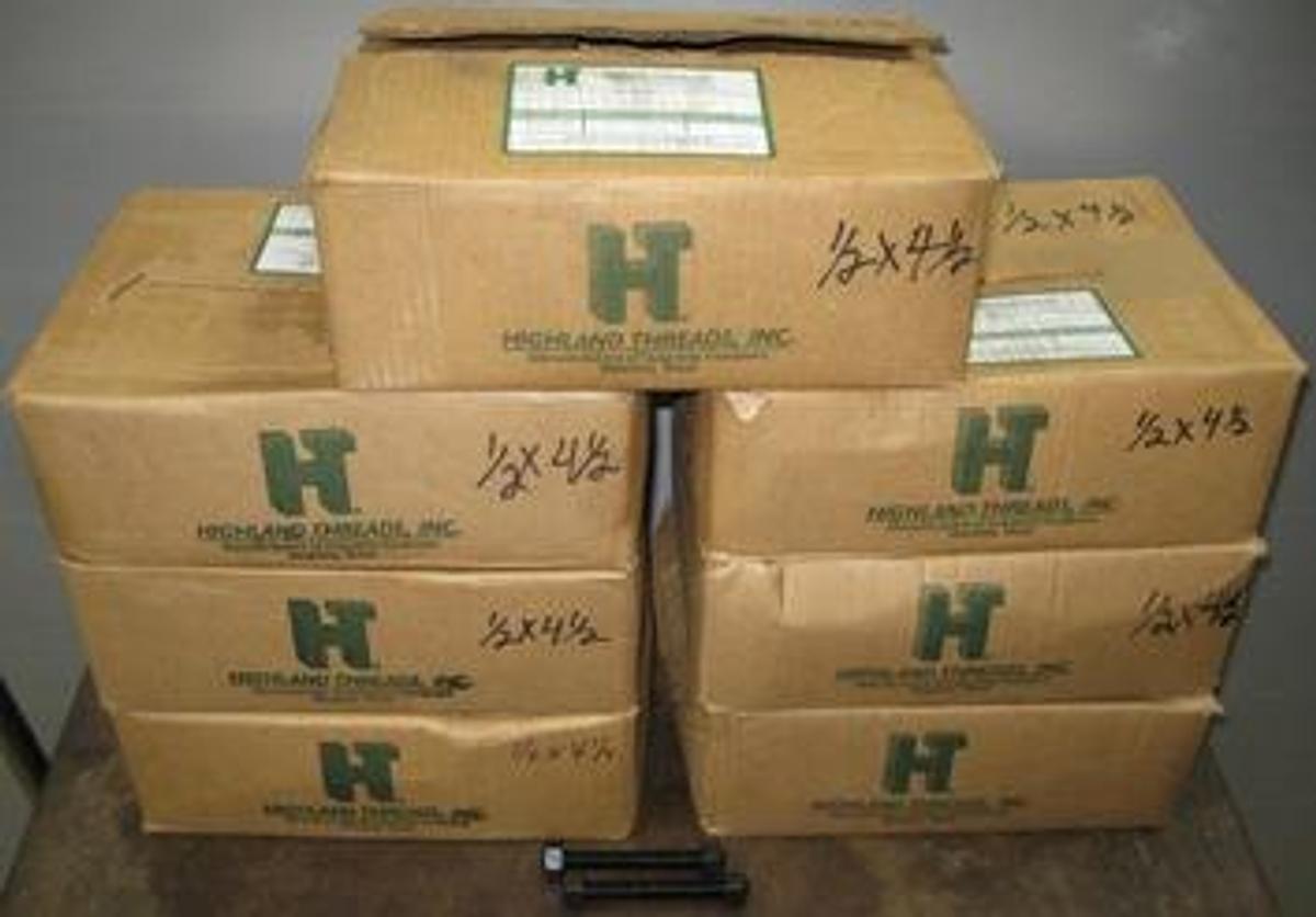 Used QTY. 7. HIGHLAND THREADS INC. BOX OF 125 STUDS WITH NUTS