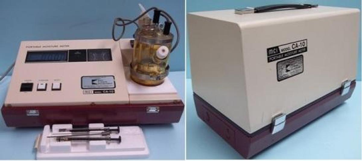 Used QTY. 1. MITSUBISHI CHEMICAL IND. LTD. MADE IN JAPAN MCI PORTABLE MOISTURE METER MODEL NO.: CA-10