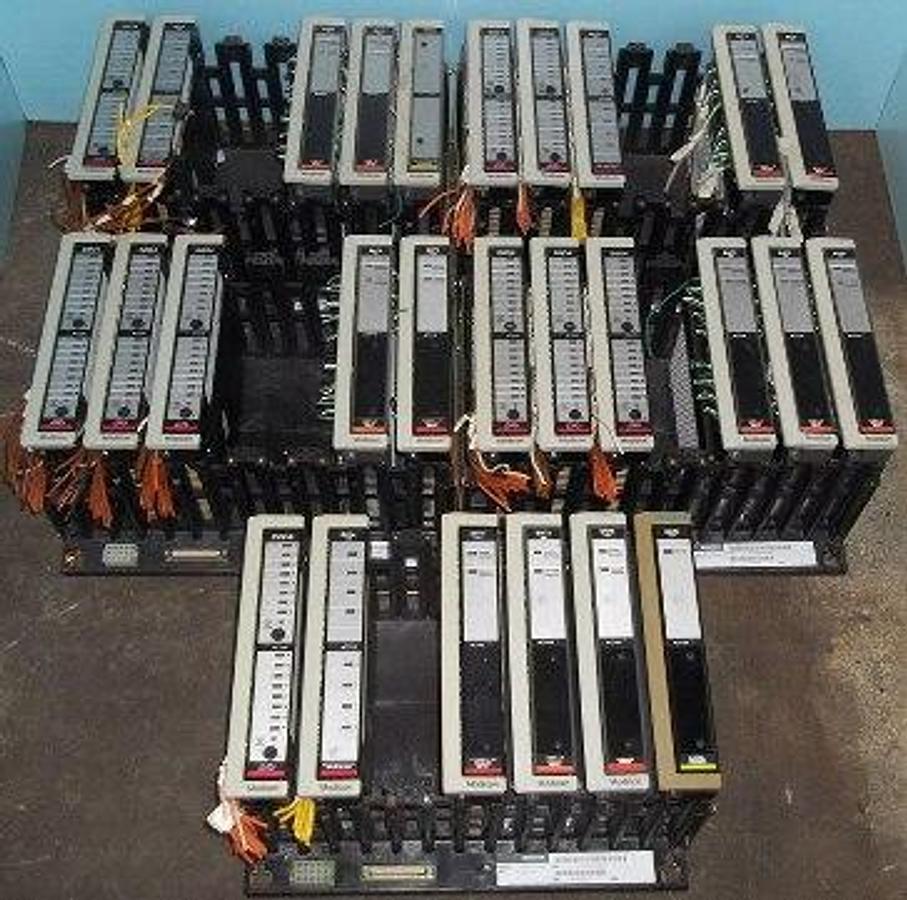 Used QTY. 5. MODICON 819 SERIES PROGRAMMABLE CONTROL RACKS: RACK 1= MODEL: AS-H819-100