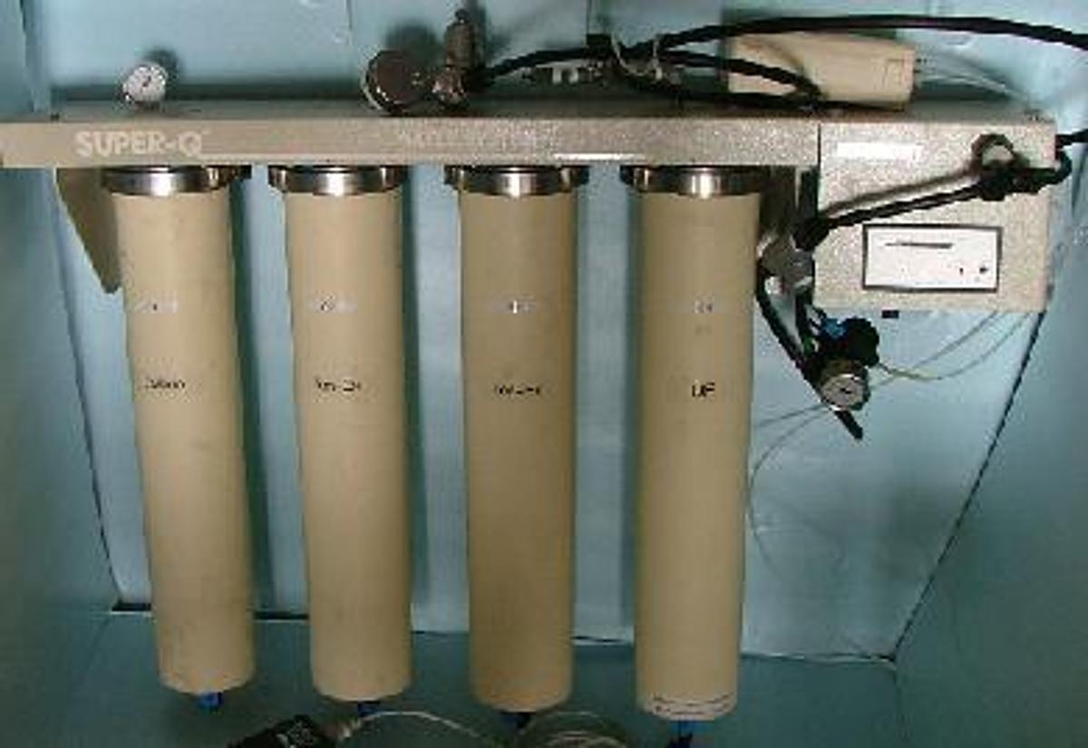 Used QTY. 1. SUPER Q WATER FILTRATION SYSTEM WITH MILLIPOR A10 TOC MONITOR AND SAMPLER