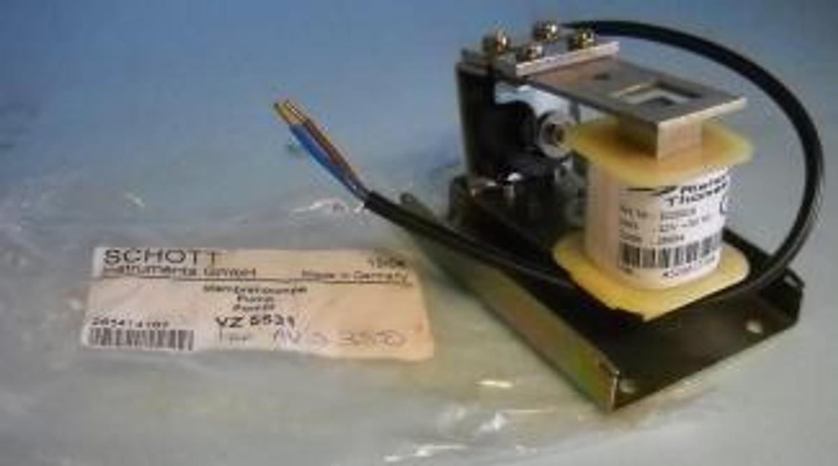 Used SCHOTT INSTRUMENTS GMBH MEMBRANE PUMP FOR AVS350 RIETSCHIE THOMAS ART NO 1020016 12V 50HZ CODE 29004 SNR 32801378* MADE IN GERMANY HAS OUTPUT PORTS 2 BROWN AND BLUE WIRE.