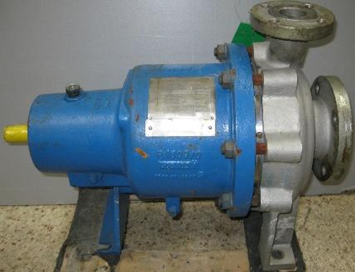 Used QTY. 1. KLAUS-UNION STAINLESS STEEL SEAL LESS PUMP FLANGED MODEL: SLM-ANST-3X1.5X8-130SE4