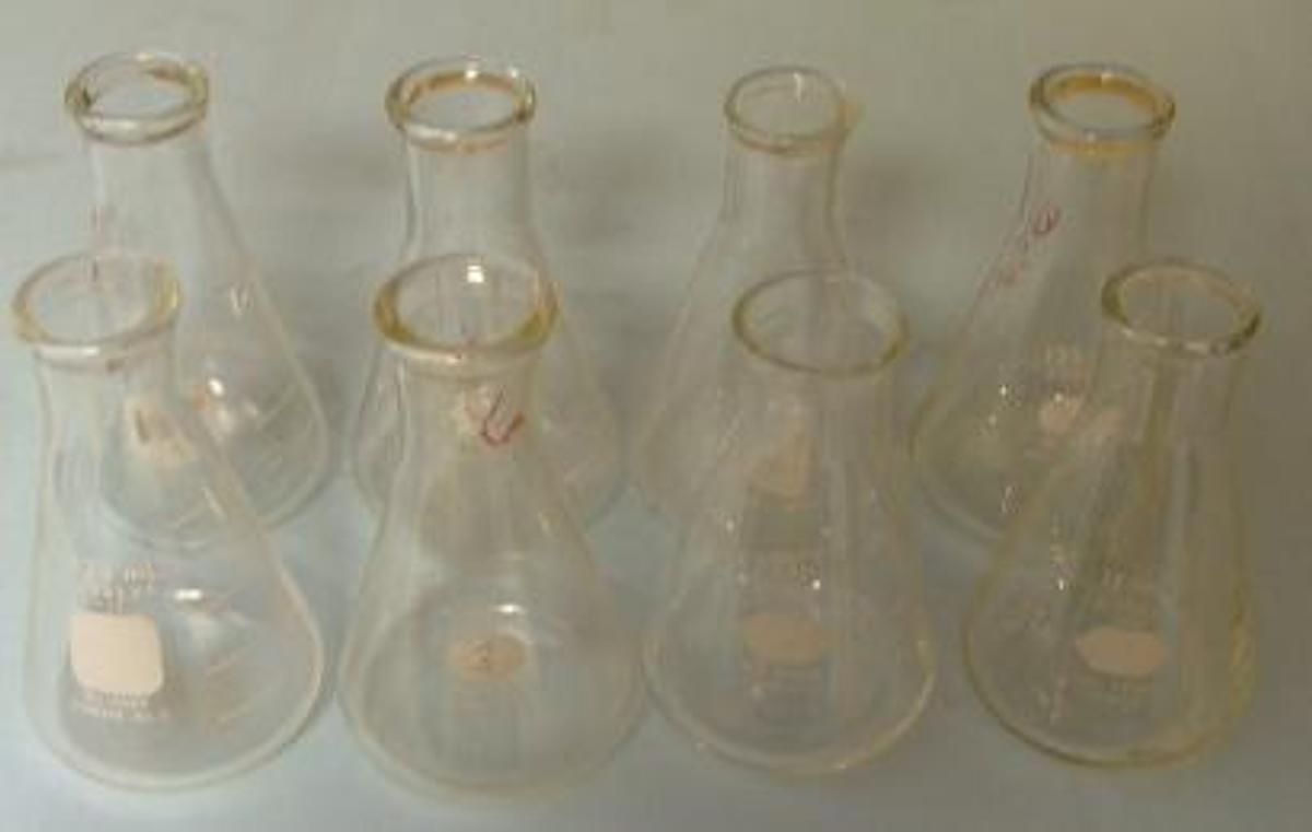 Used PYREX ERLENMEYER FLASK 125 ML STOPPER NO. 5 STOPPER NOT INCLUDED