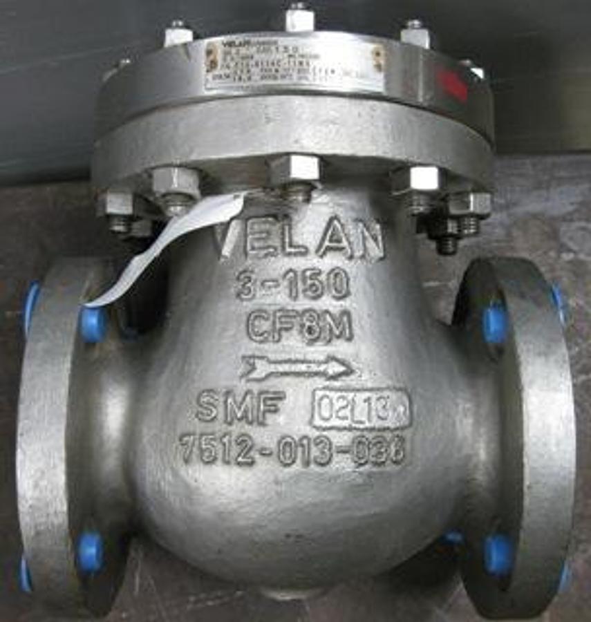 Used VELAN 3" 150 FLANGED RAISED FACE CF8M SWING CHECK VALVE