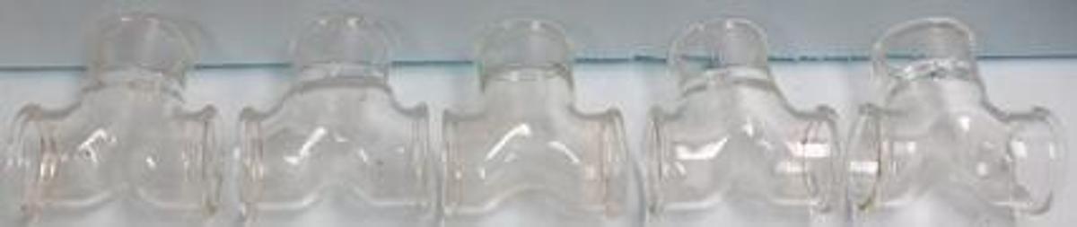 Used PYREX GLASS 2" GLASS TEES BEADED ENDS.