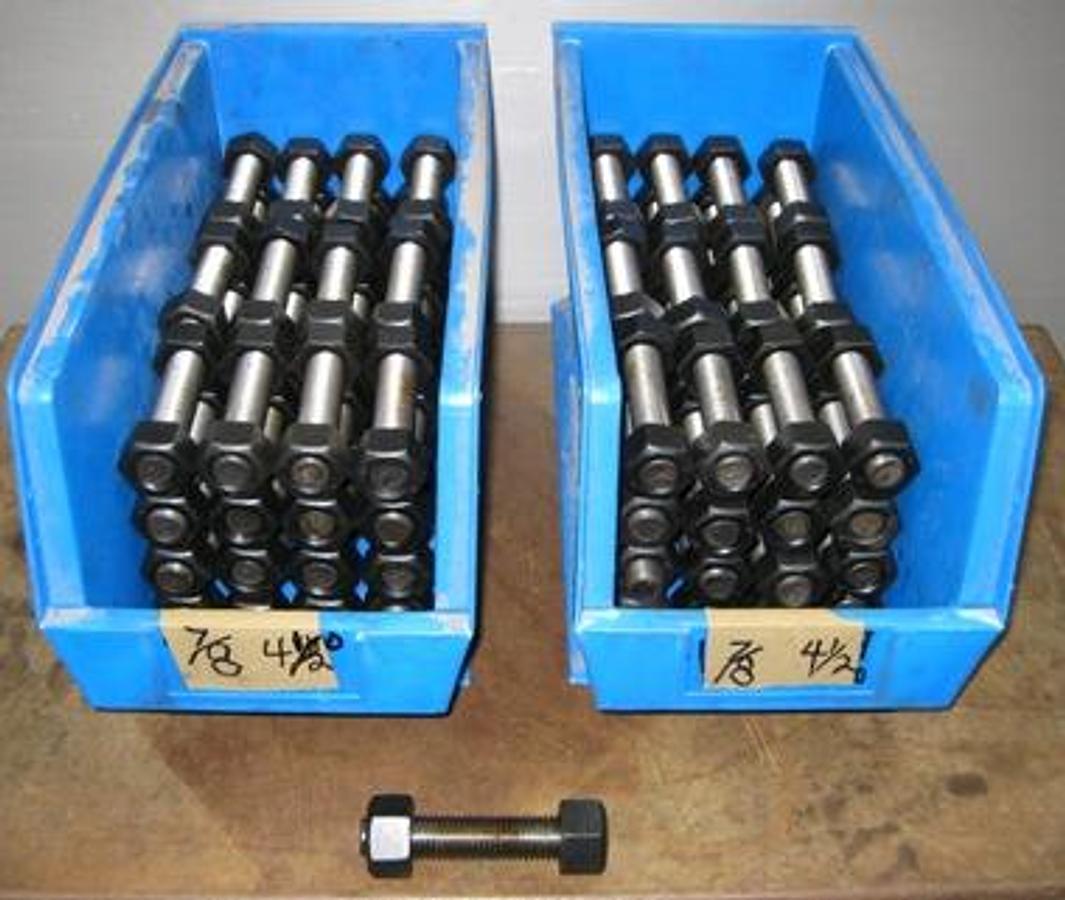 Used QTY. 97. HIGHLAND THREADS INC. STUDS WITH NUTS 7/8" X 4 ½" B7