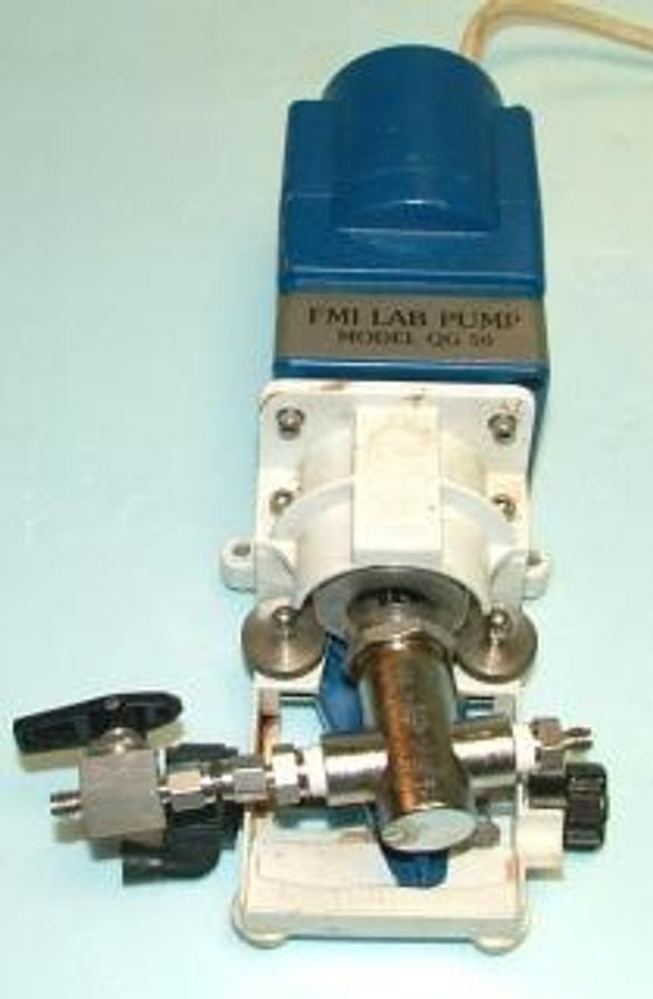 Used FMI LAB PUMP MODEL QG50 MODEL QG50-1 PISTON DIAMETER Â¼ FLOW RANGE ML/MIN 0-16.00 PRESSURE PSIG 40 FMI PDM QA11322 WITH REGULAR 110 PLUG DOES NOT TURN ON.