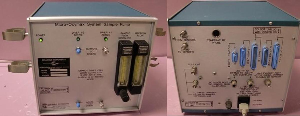 Used COLUMBUS INSTRUMENTS MICRO-OXYMAX SYSTEM SAMPLE PUMP MODEL: SYSTEM SAMPLE PUMP