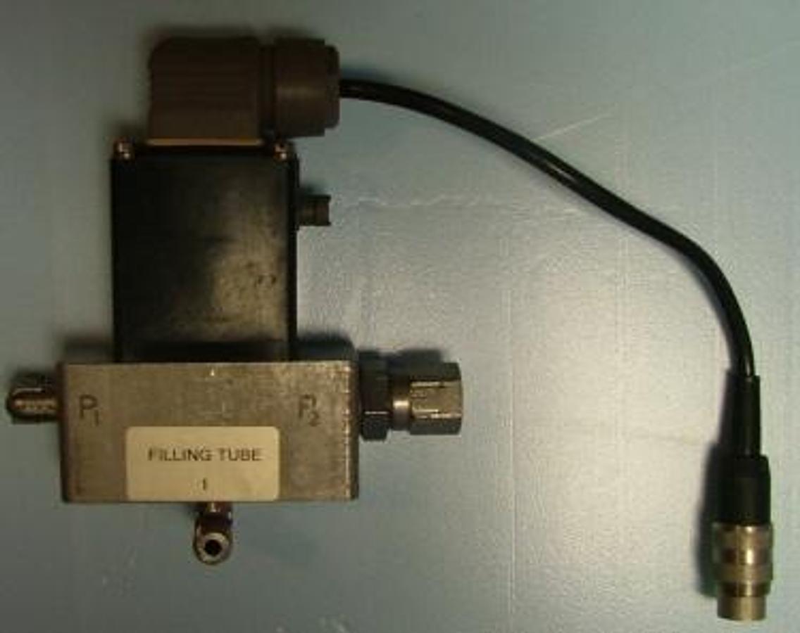 Used BURKERT ELECTRONIC VALVE I.D. NO. 181368B 121-E-03 0-C-VA G ¼ -F-008 24V 8W PN 0-2 BAR. (FROM SCHOTT AVS 26) .