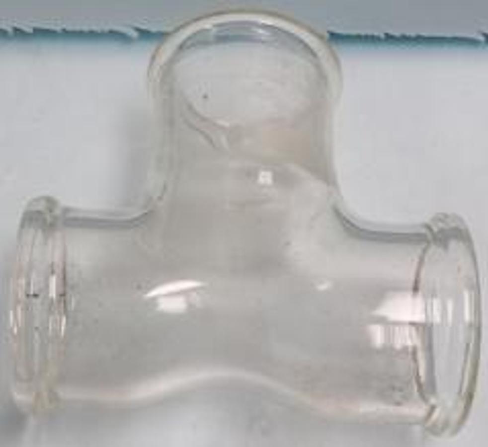 Used QTY. 1. PYREX GLASS 1 ½" GLASS TEE BEADED ENDS.