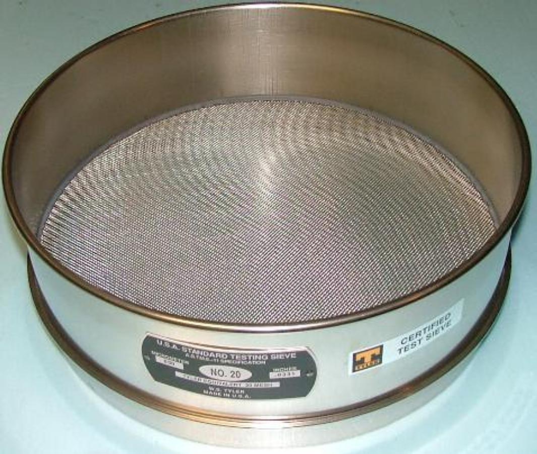 Used QTY. 1. W.S. TYLER U.S.A. STANDARD TESTING SIEVE A.S.T.M.E.-II SPECIFICATION MICROMETER 850 NO.20