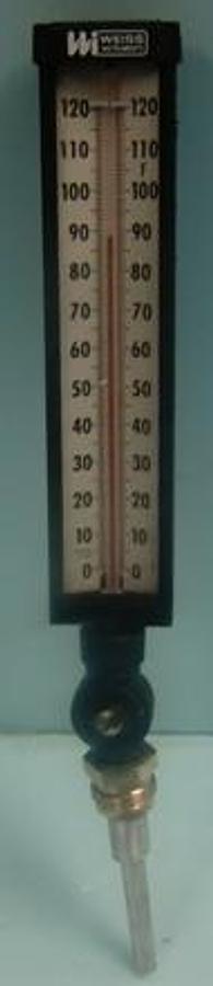 Used QTY. 1. WEISS INSTRUMENTS MERCURY THERMOMETER READING 0-120 DEG. F. MERCURY 1 . SUB'D MADE IN U.S.A.