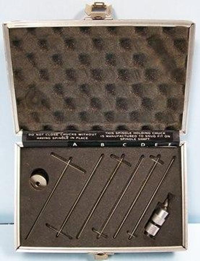 Used QTY. 1. BROOKFIELD HELIPATH T-BAR SPINDLE SET. A-F WITH CHUCK AND WEIGHT