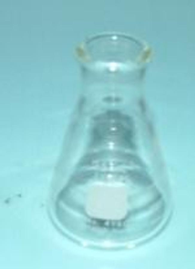 Used QTY. 1. PYREX #4980 25ML ERLENMEYER FLASK TAKES STOPPER #0.