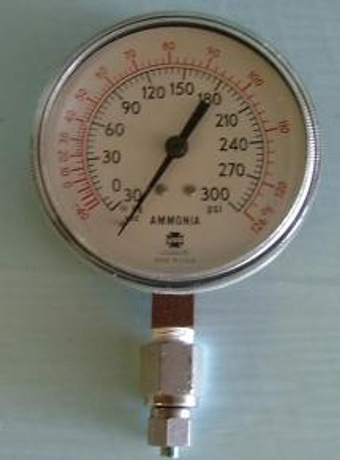 Used QTY. 1. USG AMMONIA GAUGE RANGE =30 IN. HG TO 300 PSI US GUAGE MADE IN USA